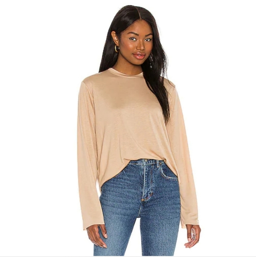 Lovers and Friends Easy Long Sleeve Tee in Tan